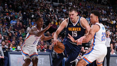 Okc thunder vs denver nuggets match player stats - Jan 31, 2024 · Oklahoma City outrebounded Denver 53-47 and outscored the Nuggets 20-11 at the free throw line. Aaron Gordon had 16 points, 13 rebounds and seven assists for the Nuggets. 